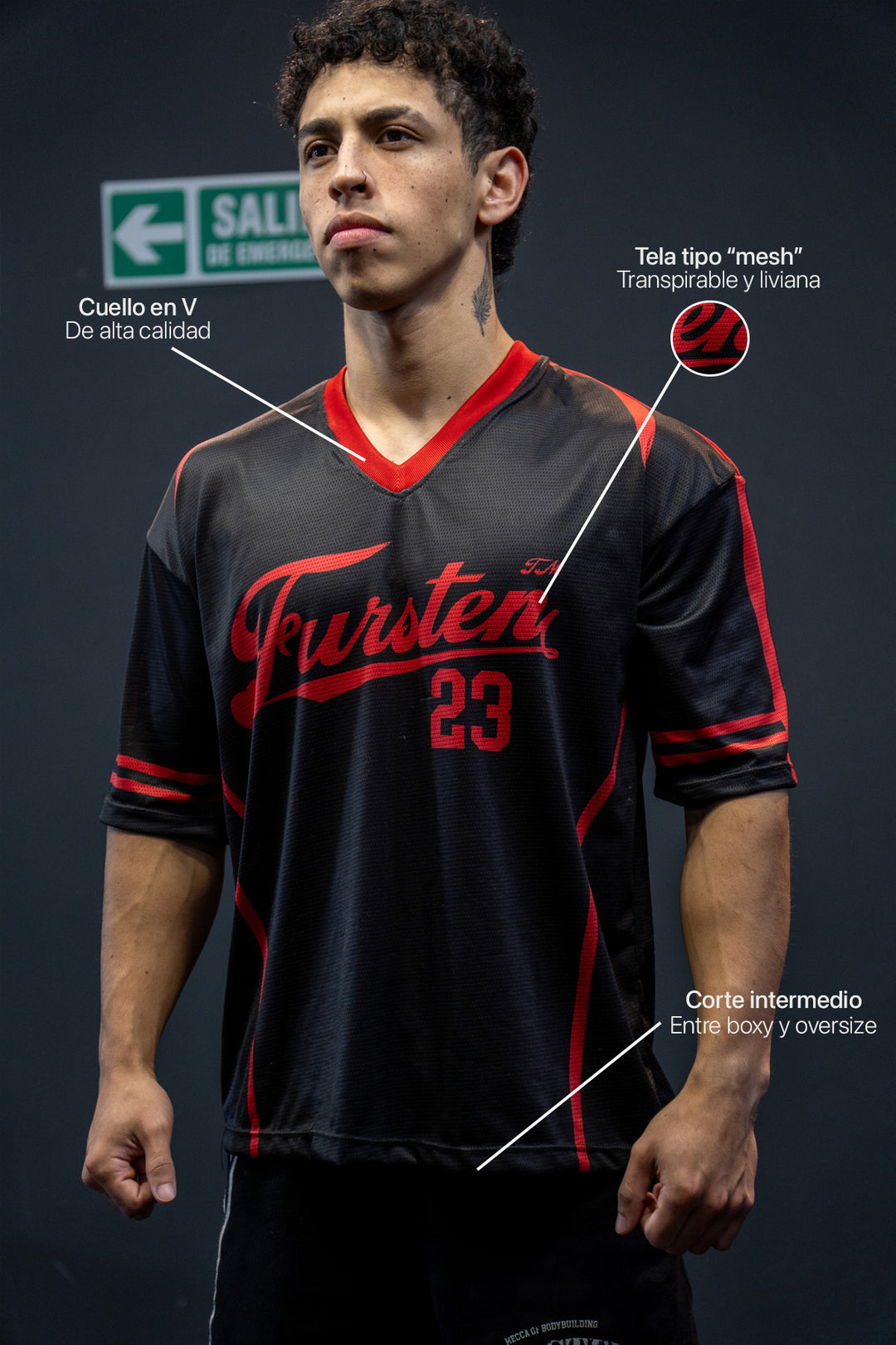 Remera mesh Varsity (negro)