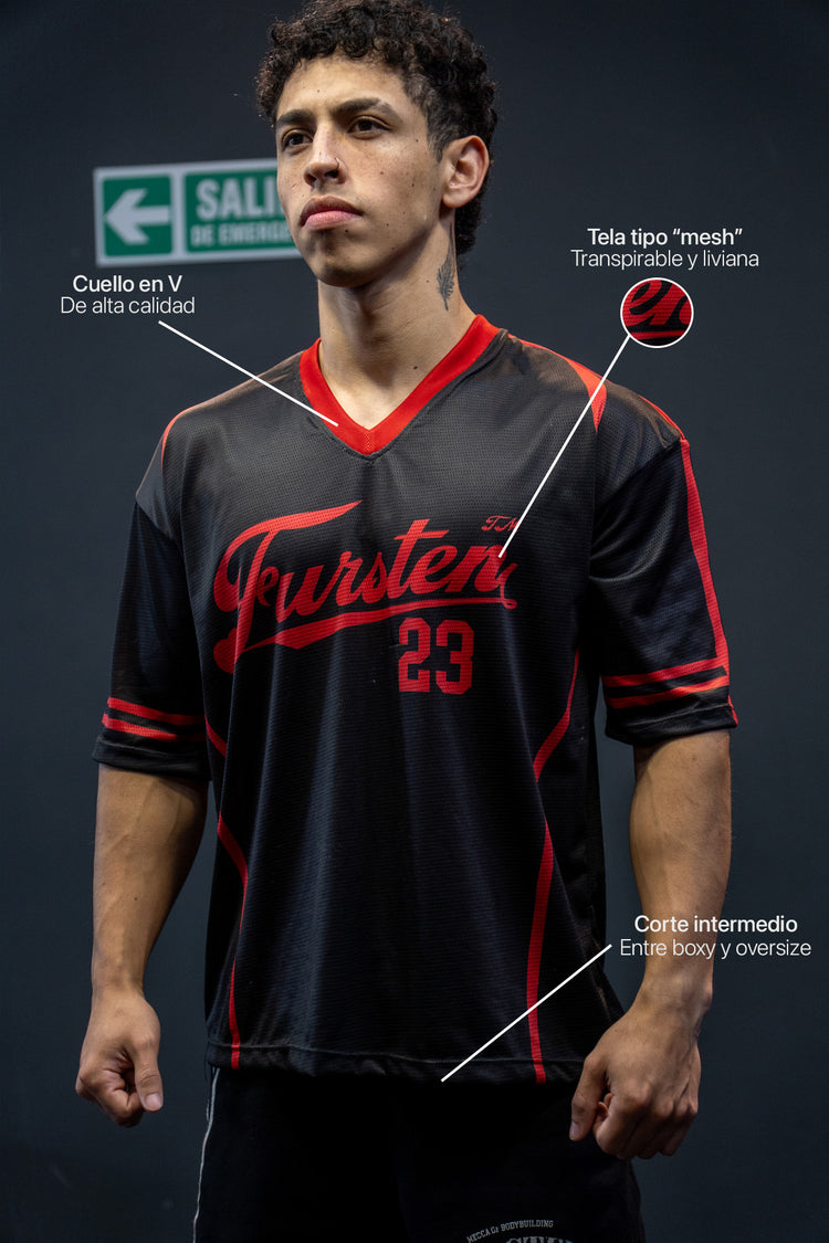 Remera mesh Varsity (negro)