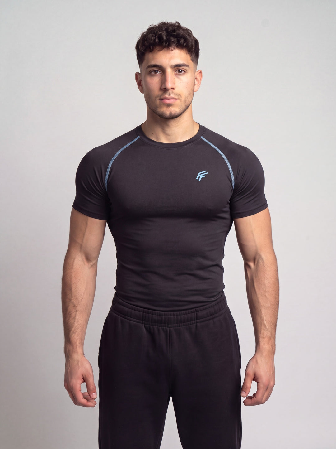 Remera de compresión LightBlue Seams (negro)