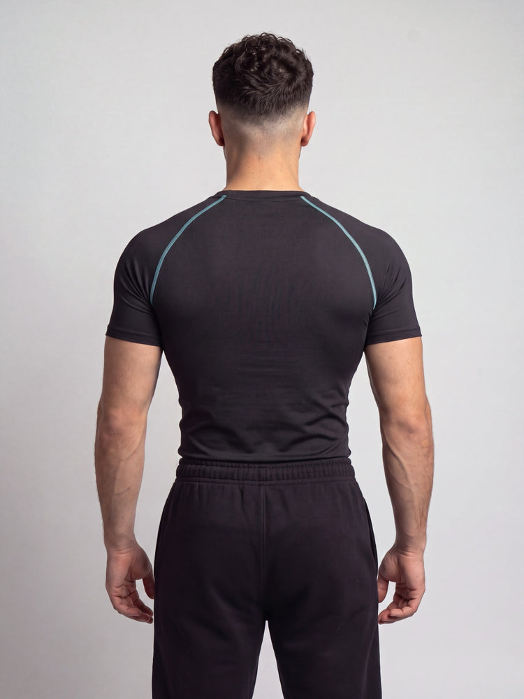 Remera de compresión LightBlue Seams (negro)