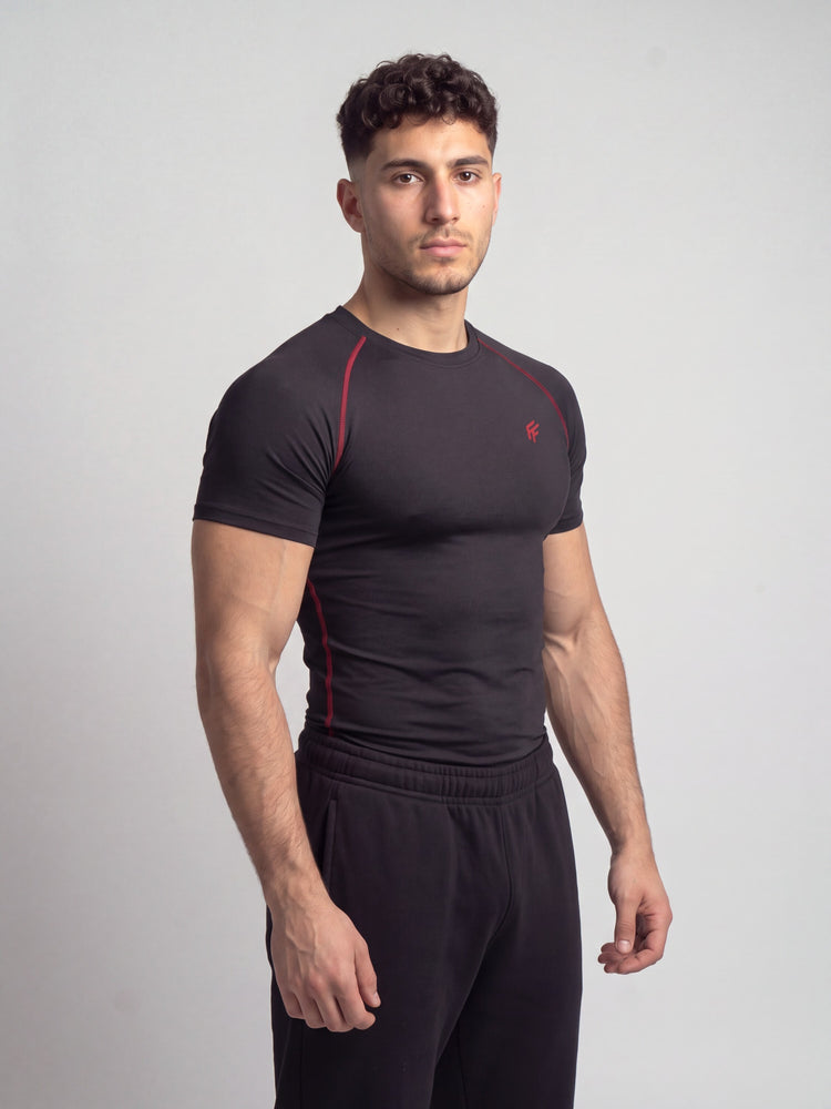 Remera de compresión Red Seams (negro)