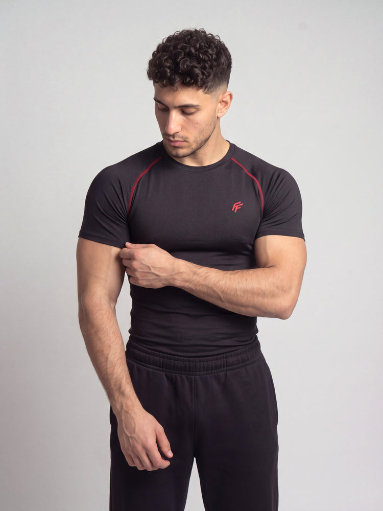 Remera de compresión Red Seams (negro)